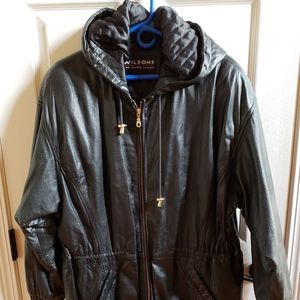 Women's black leather jacket